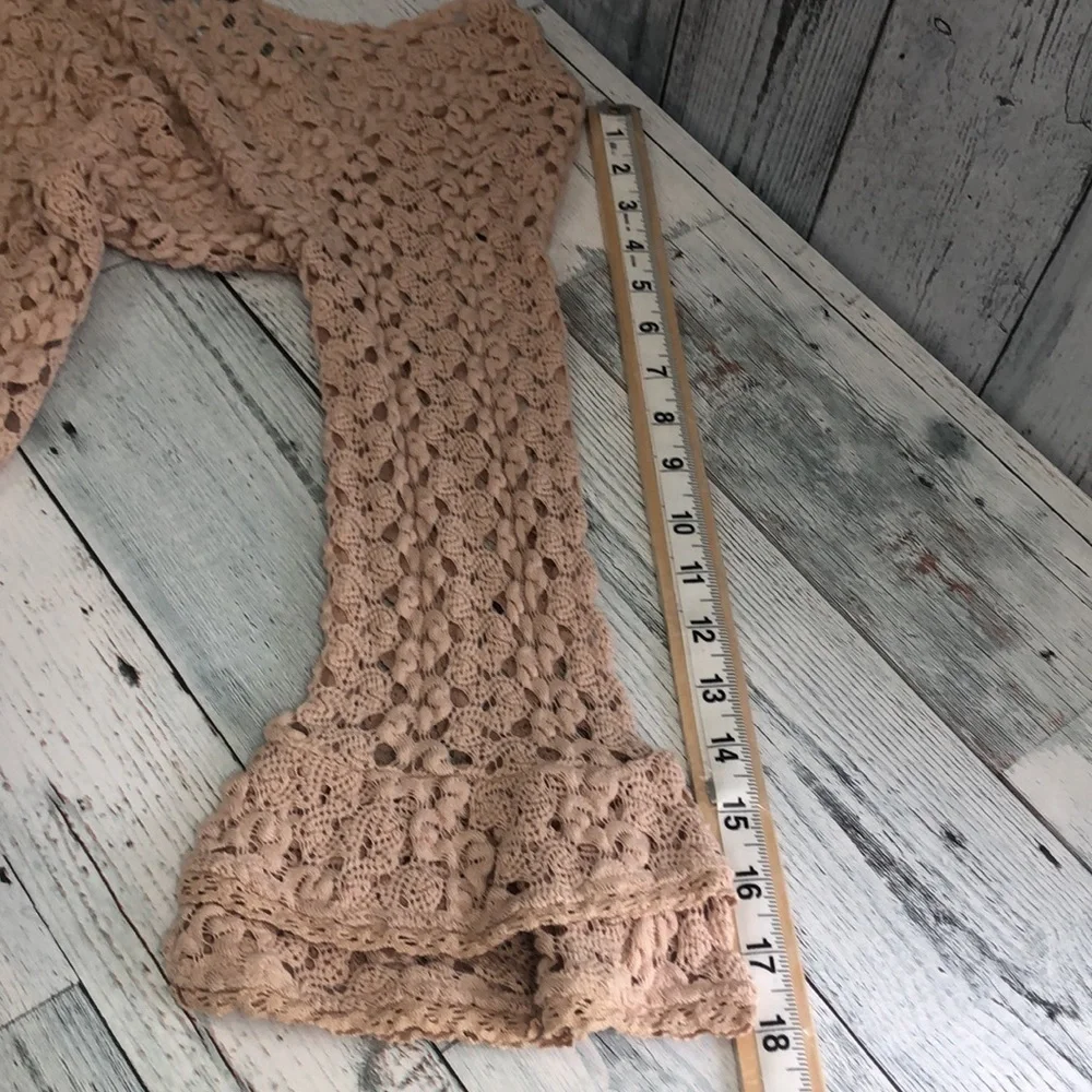 Free People Crocheted Bell Sleeve Top w/Cami Small